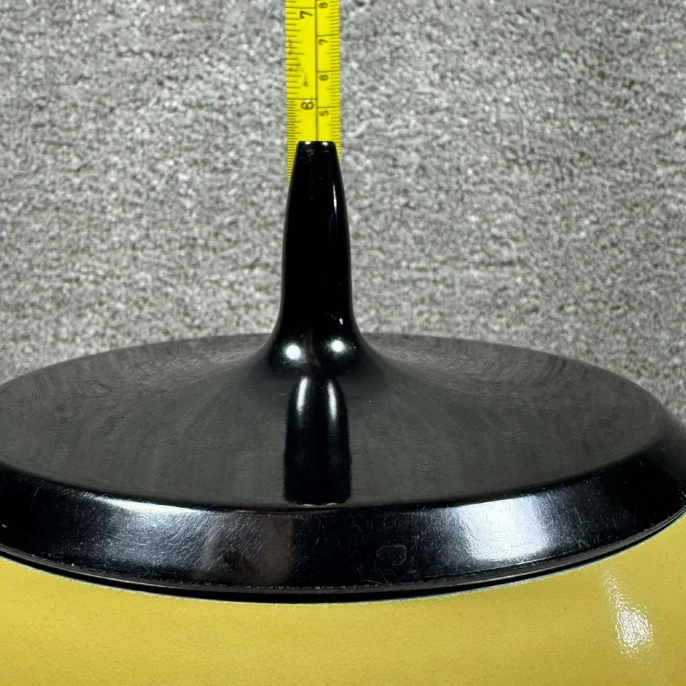 Sauce Pan Pot Yellow‎ Enamel with Black Lid MCM Vintage